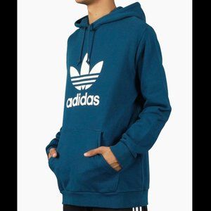 Adidas Mens Trefoil Classic Hoodie, Turquoise Blue, Large. EUC